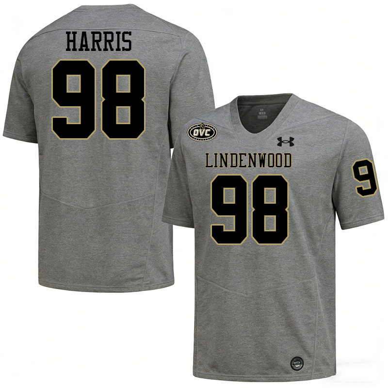 Lindenwood Lions #98 Jonathan Harris College Football Jerseys,Uniforms-Grey